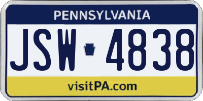 PA license plate JSW4838
