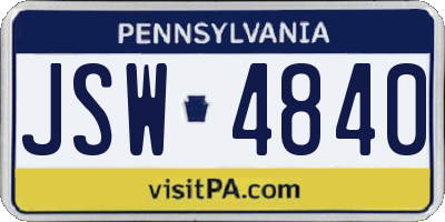 PA license plate JSW4840