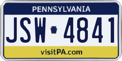 PA license plate JSW4841