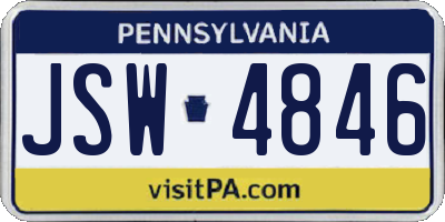 PA license plate JSW4846