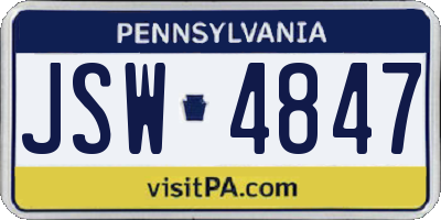 PA license plate JSW4847
