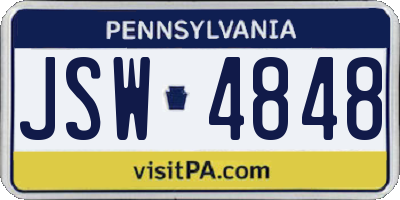 PA license plate JSW4848