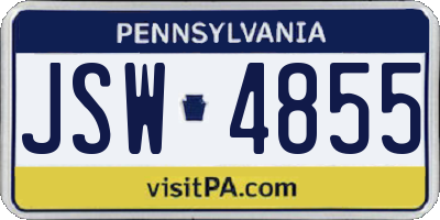 PA license plate JSW4855