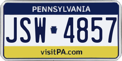 PA license plate JSW4857
