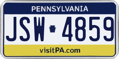 PA license plate JSW4859