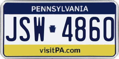 PA license plate JSW4860
