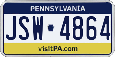 PA license plate JSW4864
