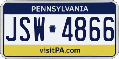 PA license plate JSW4866