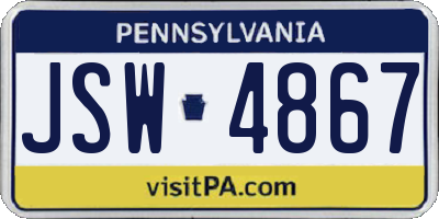 PA license plate JSW4867