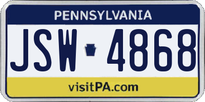 PA license plate JSW4868