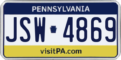 PA license plate JSW4869
