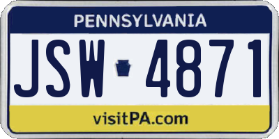 PA license plate JSW4871