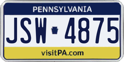 PA license plate JSW4875