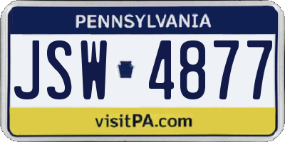 PA license plate JSW4877