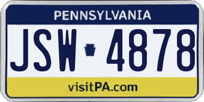 PA license plate JSW4878