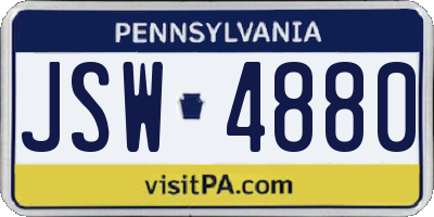 PA license plate JSW4880
