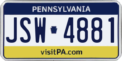 PA license plate JSW4881