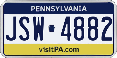 PA license plate JSW4882