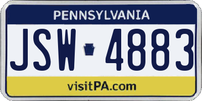PA license plate JSW4883