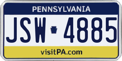 PA license plate JSW4885