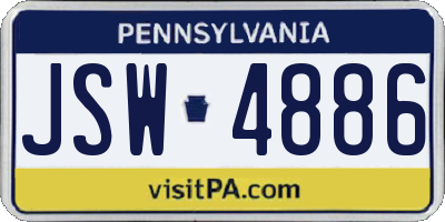 PA license plate JSW4886