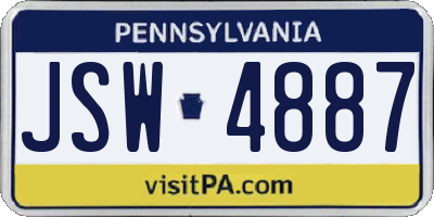 PA license plate JSW4887