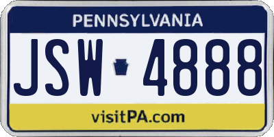 PA license plate JSW4888