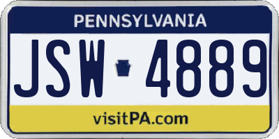 PA license plate JSW4889