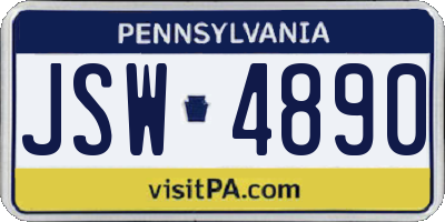 PA license plate JSW4890