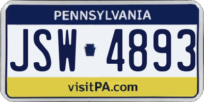 PA license plate JSW4893