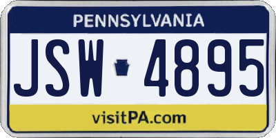 PA license plate JSW4895