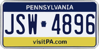 PA license plate JSW4896