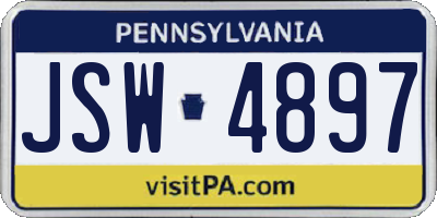 PA license plate JSW4897