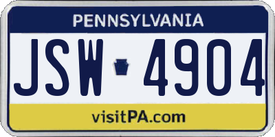 PA license plate JSW4904