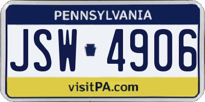 PA license plate JSW4906