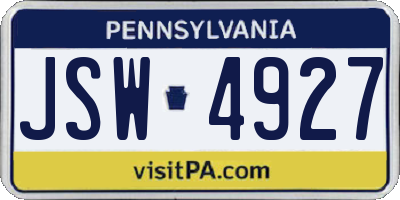 PA license plate JSW4927