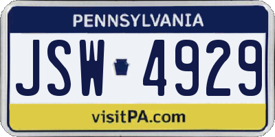 PA license plate JSW4929