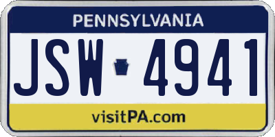 PA license plate JSW4941