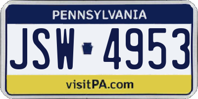 PA license plate JSW4953