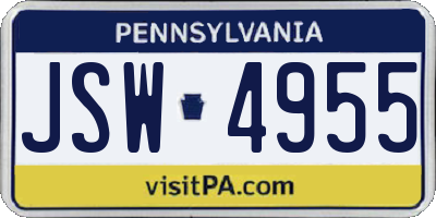 PA license plate JSW4955