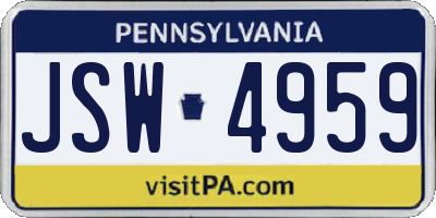 PA license plate JSW4959