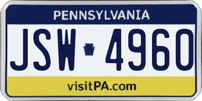 PA license plate JSW4960