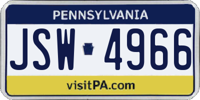PA license plate JSW4966