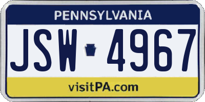 PA license plate JSW4967