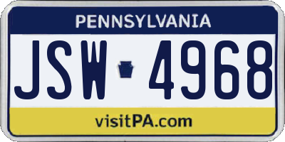 PA license plate JSW4968