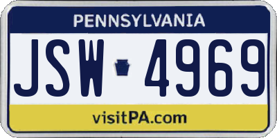 PA license plate JSW4969