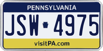 PA license plate JSW4975