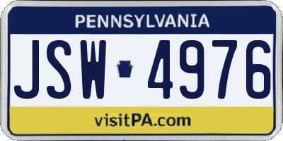 PA license plate JSW4976