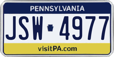 PA license plate JSW4977