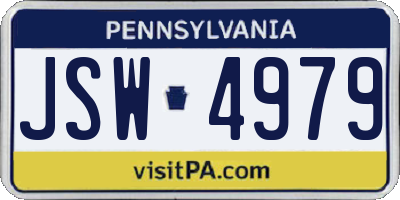 PA license plate JSW4979